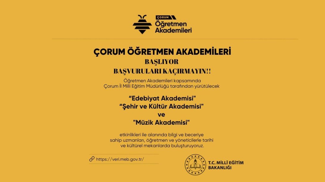 ÇORUM ÖĞRETMEN AKADEMİLERİ BAŞLIYOR.